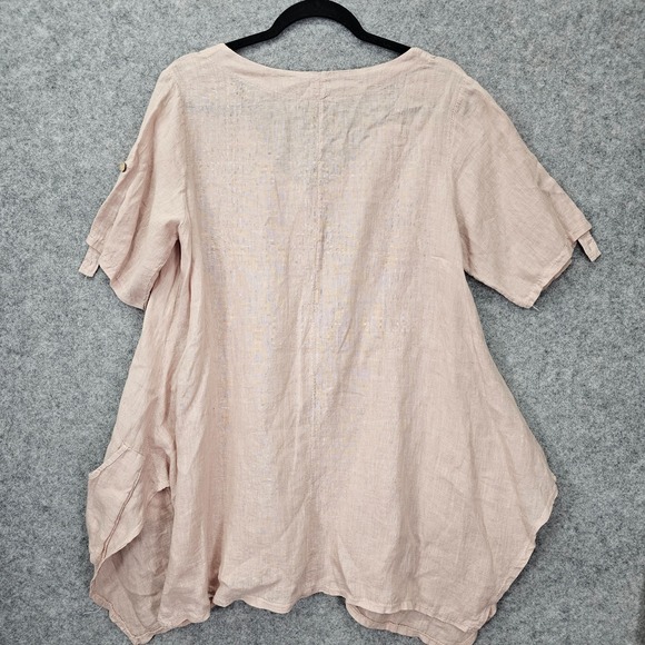 European Linen Lagenlook Tunic Top Womens M L Dusty Rose Pink Italian Oversized - Picture 2 of 13